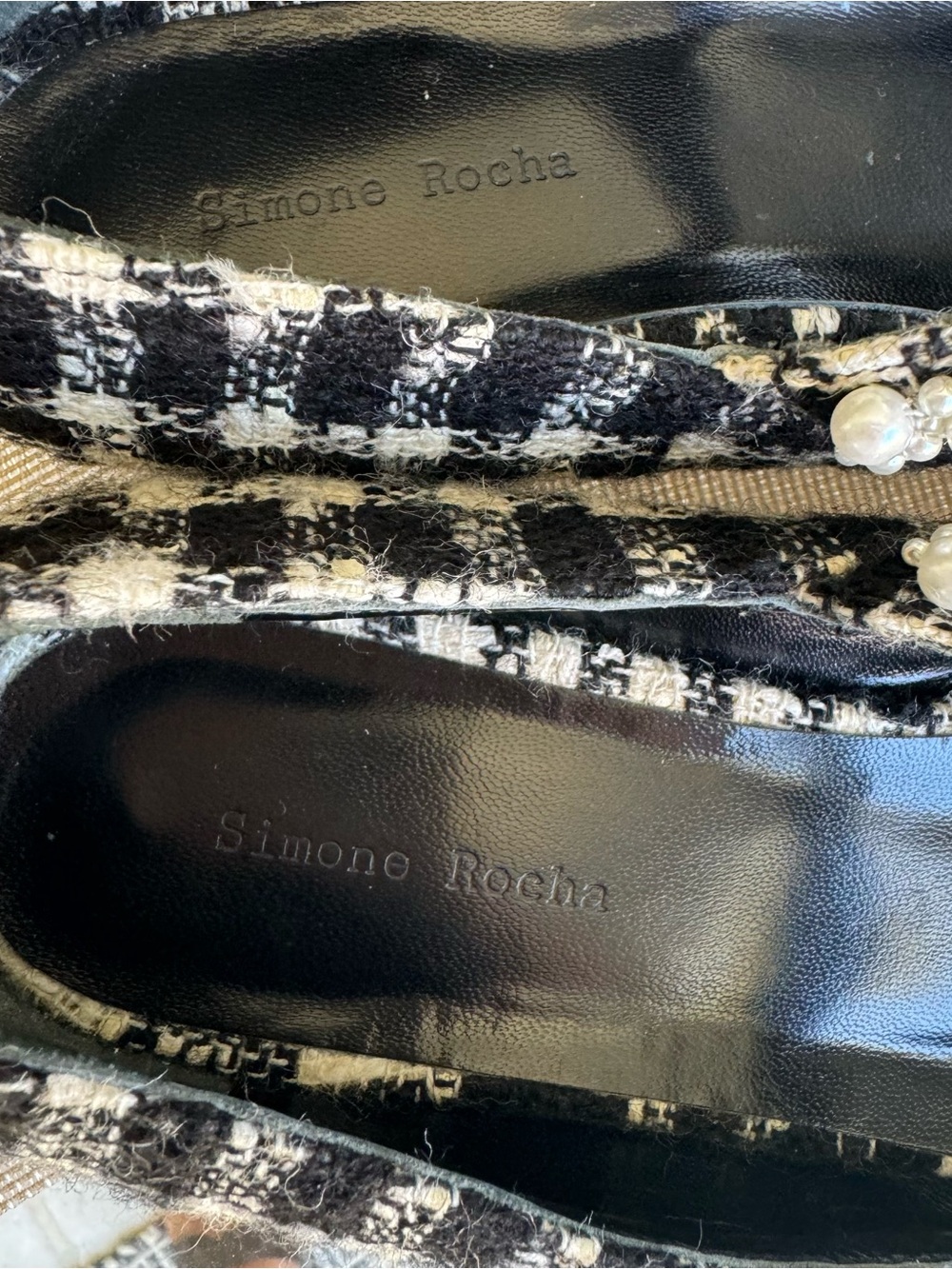 Simone Rocha Mary Jane Tweed Pearl Flats - Picture 14 of 15